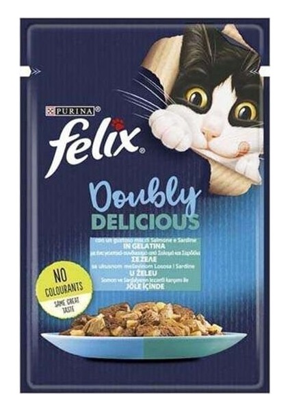 Felix Taze Somon ve Sardalya Jöleli Pouch Yetişkin Konserve Kedi Maması 85 gr