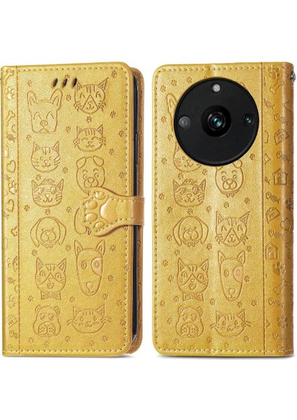 Realme 11 Pro Karikatür Hayvanlar Için Kılıf Kısa Kayış Kapak Kapak Darbeye (Yurt Dışından)