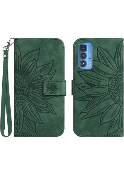 Motorola Kenar 20 Pro Için Kılıf Kart Yuvaları Tutucu ile Kısa Kayış Kabartmalı (Yurt Dışından)