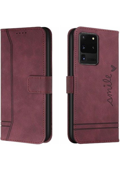 Samsung Galaxy S20 Ultra Flip Folio Cüzdan Için Telefon Kılıfı El Kayışı Pu (Yurt Dışından)