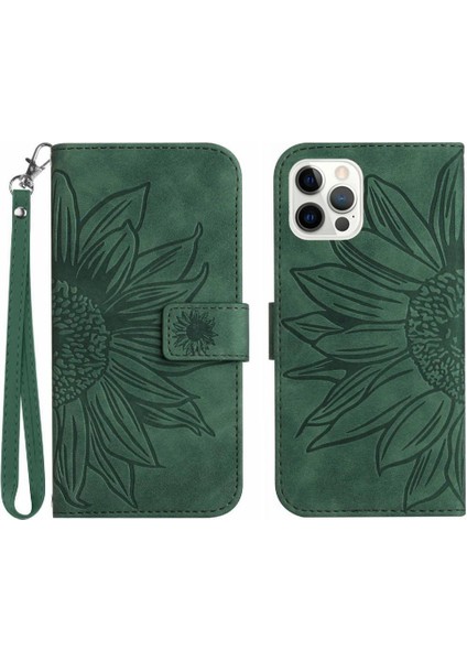 Iphone 12/12 Pro Için Kılıf Kısa Kayış Flip Cüzdan Telefon Kılıfı ile Kabartmalı (Yurt Dışından)