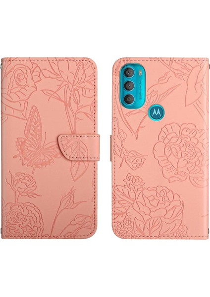 Motorola Moto G71 Çiçekler ve Kelebekler Anti-Damla Koruma Pu Için Kılıf (Yurt Dışından)