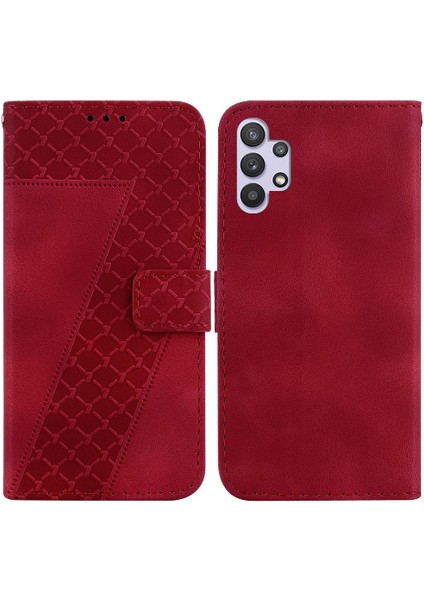 Samsung Galaxy A32 4g Için Telefon Kılıfı Pu Deri Kart Yuvası Fonksiyonu Desen (Yurt Dışından)