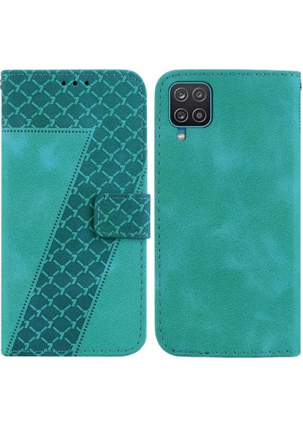 Samsung Galaxy A12 Için Telefon Kılıfı Cüzdan Kabartmalı Desen Kart Yuvası Pu (Yurt Dışından)
