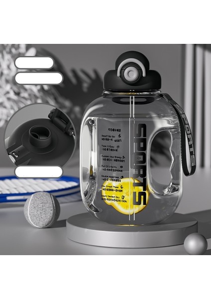 Taşınabilir Spor ve Fitness Büyük Kapasiteli Şeffaf Su Şişesi (Yurt Dışından)
