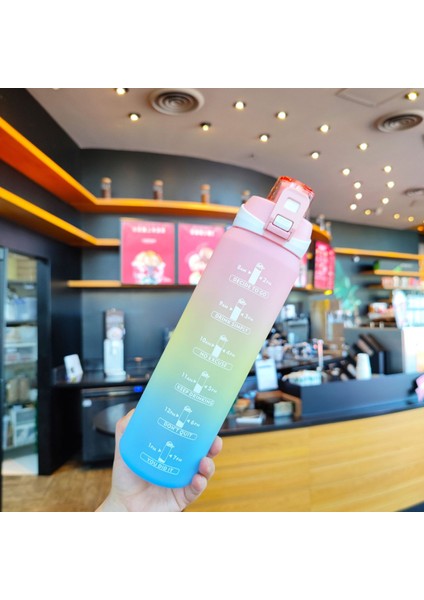 Degrade Renkli Plastik Buzlu Su Şişesi 1000ML (Yurt Dışından)