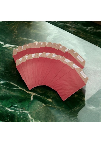 Roco Paper Hediye Paketi 15 x 4 x 21 cm Dipsiz Kese Kağıdı Yapışkanlı Ağız Kırmızı 25'li Paket indirimleri