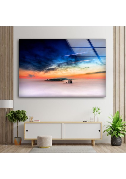 Deniz ve Gün Batımı Temperli Cam Duvar Tablosu