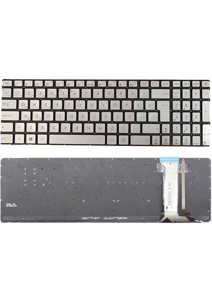 Asus Rog G56J Uyumlu Notebook Klavyesi - Silver - Tr - Backlit