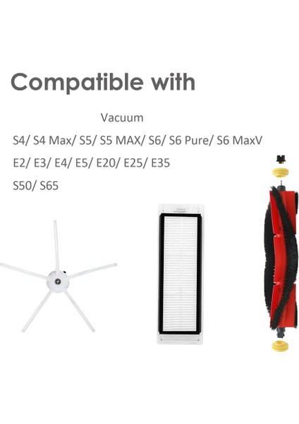 Yedek Parçalar Ana Fırça Yan Fırça Hepa Filtre Roborock S4 S5 S50 S51 S55 Robotlu Süpürgeler Aksesuarları (Yurt Dışından)