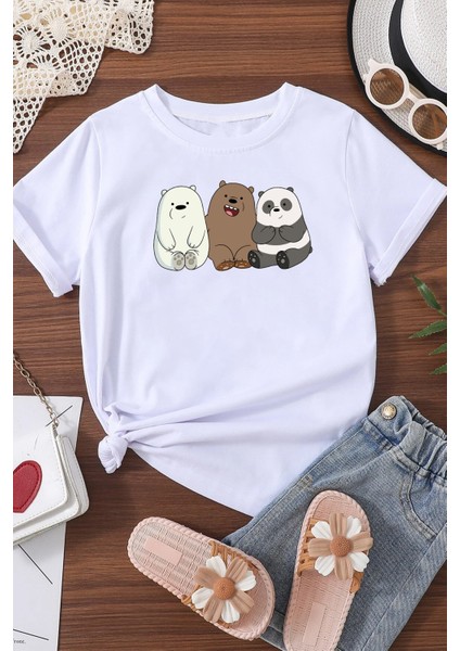 Only Trendwear Çocuk Kafadar Ayılar Baskılı Pamuklu Tshirt