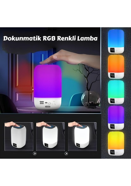 DY20 Mini Hıfı Rgb Aydınlatmalı, Alarm Saat, Uyku Modlu, Bluetooth Kablosuz Speaker Hoparlör