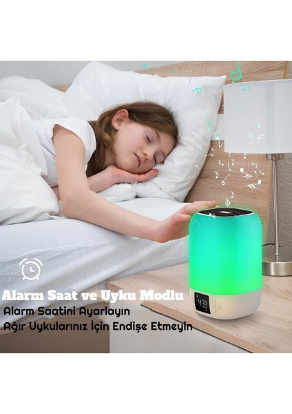 DY20 Mini Hıfı Rgb Aydınlatmalı, Alarm Saat, Uyku Modlu, Bluetooth Kablosuz Speaker Hoparlör