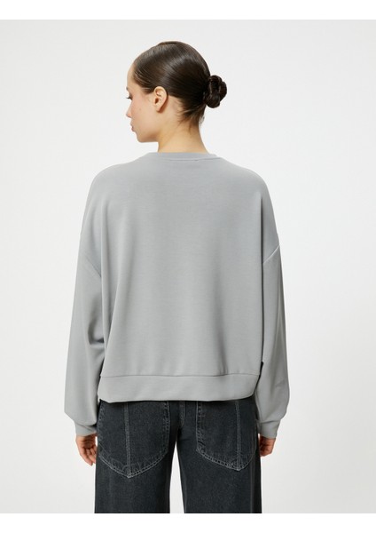 Basic Sweatshirt Bisiklet Yaka Modal Karışımlı