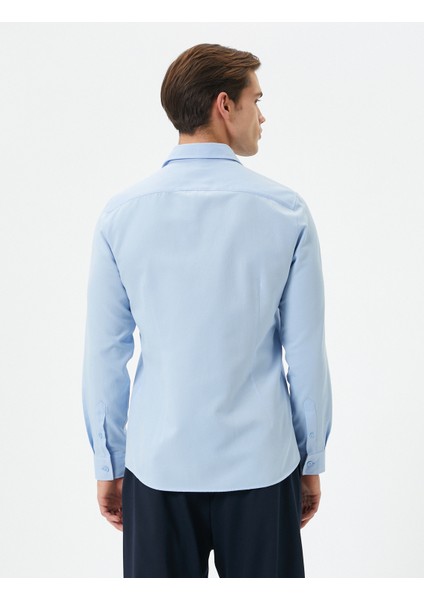 Slim Fit Gömlek Yarım Italyan Yaka Uzun Kollu fırsatları