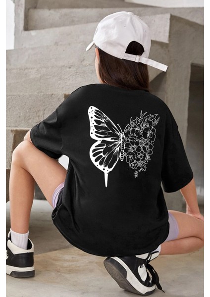 Only Trendwear Çocuk Flower Butterfly Baskılı Pamuklu Tshirt