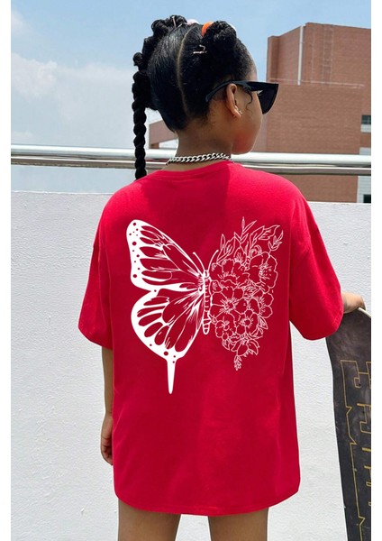 Only Trendwear Çocuk Flower Butterfly Baskılı Pamuklu Tshirt