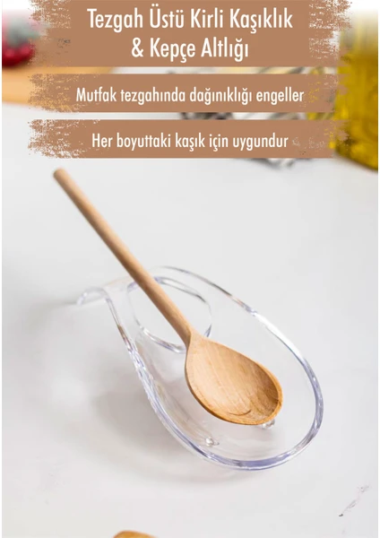 EW's Kitchenware Akrilik Şeffaf Tezgah Üstü Kirli Kaşıklık & Kepçe Altlığı