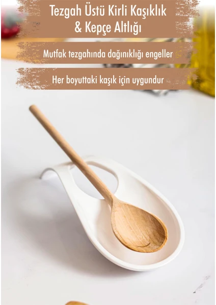 EW's Kitchenware Akrilik Beyaz Tezgah Üstü Kirli Kaşıklık & Kepçe Altlığı