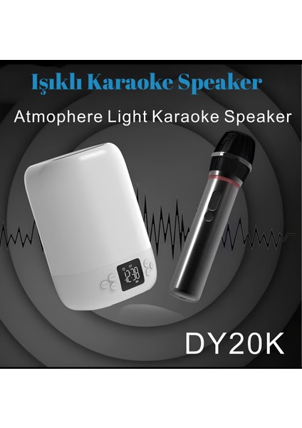 DY20K Karaoke Bluetooth Hoparlör, Rgb Işıklı, Alarm Saat, Uyku Mod Özel Sesli,kablosuz Speaker