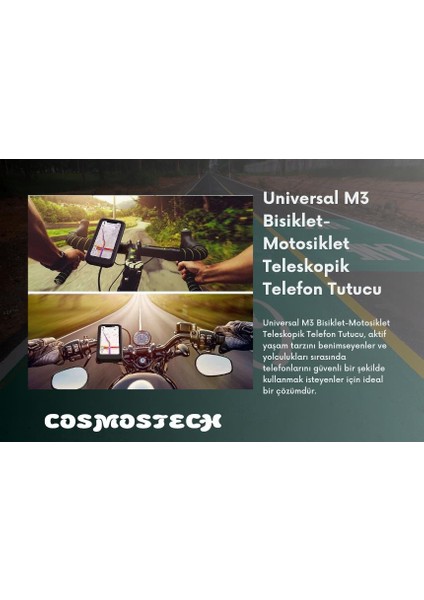Motosiklet Bisiklet Su Geçirmez 360° Ayarlanabilir Telefon Tutucu Navigasyon Stand