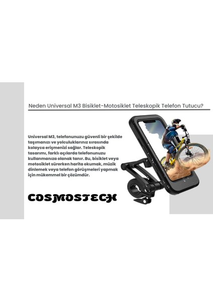 Motosiklet Bisiklet Su Geçirmez 360° Ayarlanabilir Telefon Tutucu Navigasyon Stand