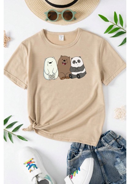 Only Trendwear Çocuk Kafadar Ayılar Baskılı Pamuklu Tshirt