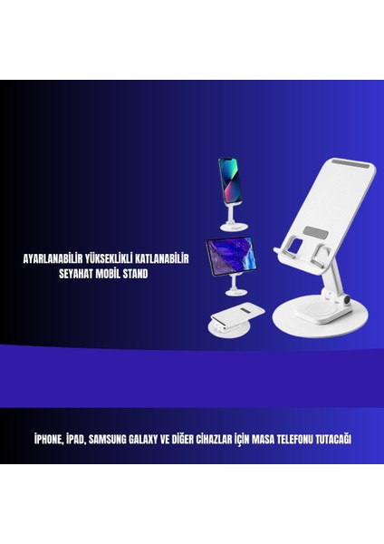 Telefon ve Tablet Tutucu 360° Hareketli Dönen Katlanabilir Mobil Masaüstü Stand