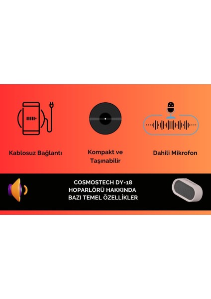 Dy-18 Kablosuz Bluetooth Speaker Hoparlör, Taşınabilir, Yüksek Ses Kalitesi