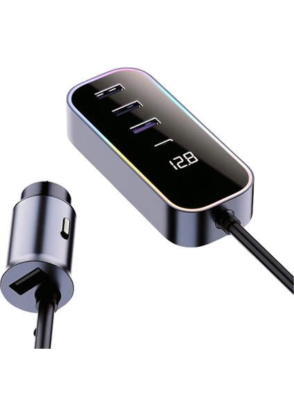 Araba Çakmak Şarj Cihazı 105W 5 Portlu Süper Hızlı Fast Car Charger, Type-C - 4 USB