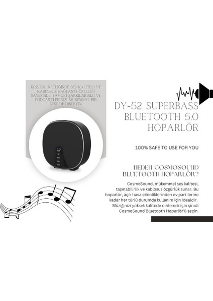 Dy-52 Kablosuz Bluetooth Hoparlör Bt5.0 Mega Bass | Taşınabilir Ses Keyfi