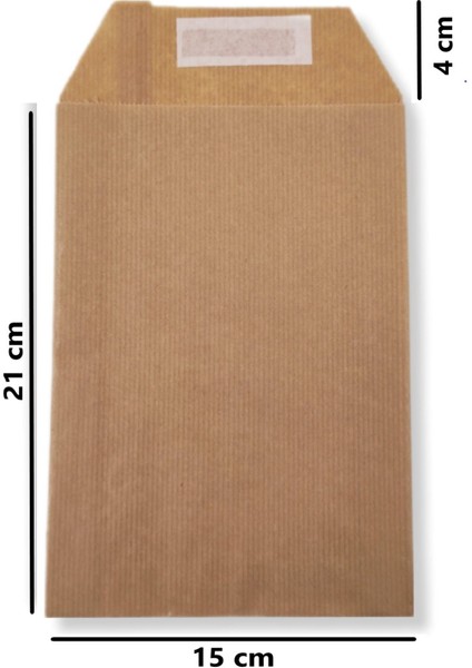 Roco Paper Co. Roco Paper Hediye Paketi 15 x 4 x 21 cm Dipsiz Kese Kağıdı Yapışkanlı Ağız Kraft 25'li Paket