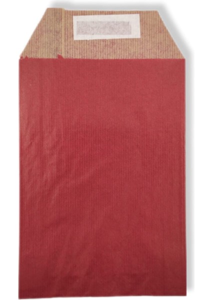 Roco Paper Hediye Paketi 25 x 6 x 30 cm Dipsiz Kese Kağıdı Yapışkanlı Ağız Kırmızı 25'li Paket