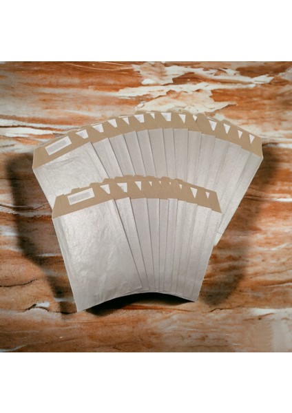 Roco Paper Hediye Paketi 15 x 4 x 21 cm Dipsiz Kese Kağıdı Yapışkanlı Ağız Gümüş 25'li Paket indirimleri
