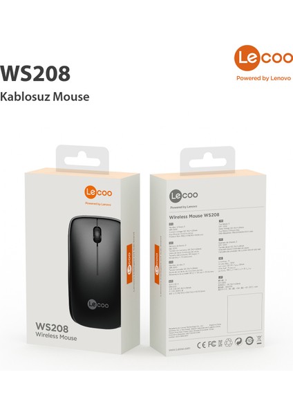 WS208 Kablosuz 1200DPI 3 Tuşlu Optik Mouse Siyah