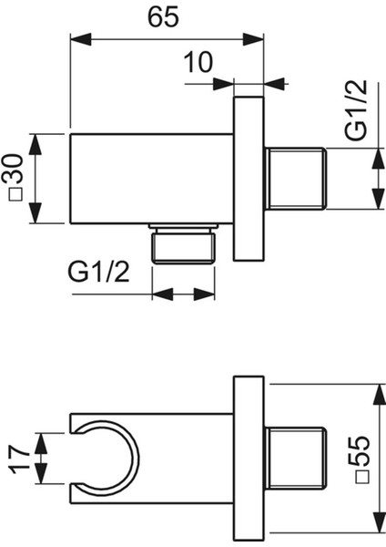 BC771A5 Idealrain Square Dirsek-Askı Manyetik Gri