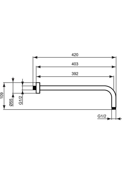 B9445A2 Idealrain Duvardan Duş Kolu-40 cm Fırçalanmış Altın