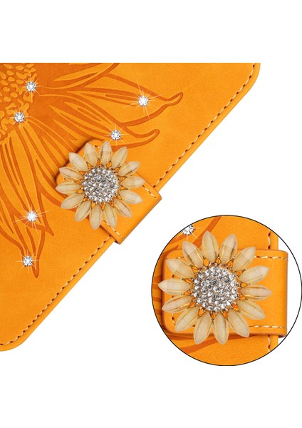 Oneplus 9r Pırlantalı Kabartmalı Ayçiçeği Kısa Askılı Manyetik Kartlıklı Cüzdan Telefon Kılıfı (Yurt Dışından) indirimleri