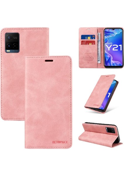 Vivo Y21/Y21S/Y33S4G Koruyucu Pu Deri Manyetik Folio Cüzdan Için Kılıf (Yurt Dışından)