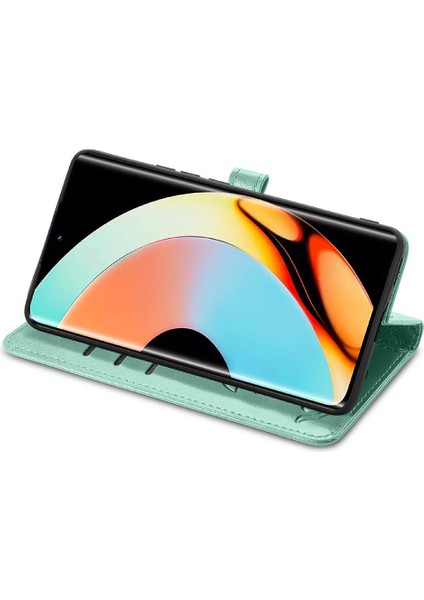 Realme 10 Proplus Karikatür Hayvanlar Için Kılıf Kısa Kayış Deri Kılıf Flip (Yurt Dışından)