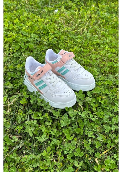 Günlük Çocuk Sneaker Bağcıklı ve Cırtlı Hafif Kaymaz Taban Rahat Spor Ayakkabı 100