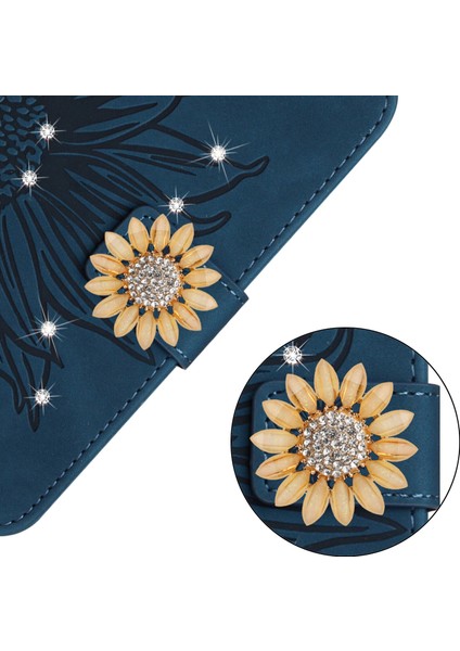 Oppo A92/A72/A52 Pırlantalı Kabartmalı Ayçiçeği Kısa Askılı Manyetik Kartlıklı Cüzdan Telefon Kılıfı (Yurt Dışından) indirimleri