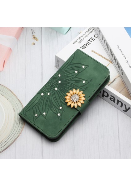 Tcl 20S/20 5G/20L Pırlantalı Kabartmalı Ayçiçeği Kısa Askılı Manyetik Kartlıklı Cüzdan Telefon Kılıfı (Yurt Dışından) fiyatları