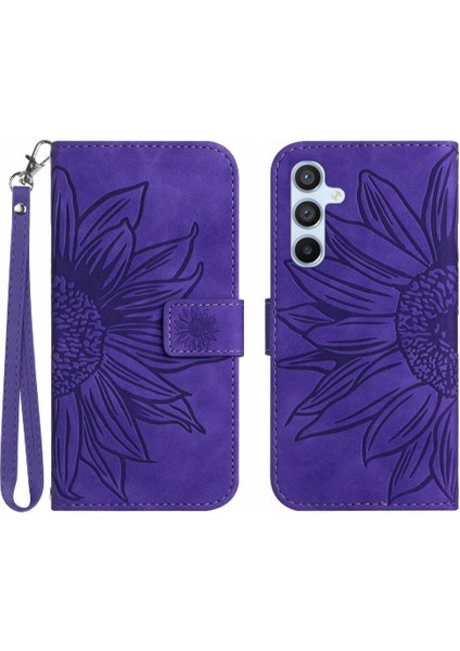 Samsung Galaxy Case 5g Flip Cüzdan Telefon Kılıfı Için Kabartmalı Ayçiçeği (Yurt Dışından)