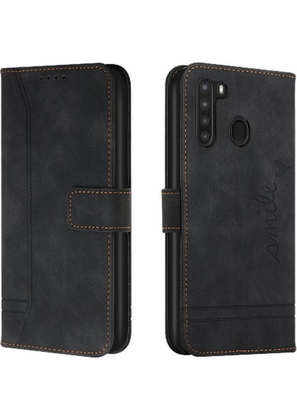 Samsung Galaxy A21 Flip Folio Cüzdan Kart Yuvaları Için Telefon Kılıfı Kapak Pu (Yurt Dışından)