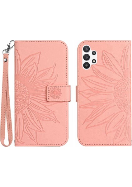 Kart Yuvaları Tutucu ile Samsung Galaxy A32 5g Kabartmalı Ayçiçeği Için Kılıf (Yurt Dışından)