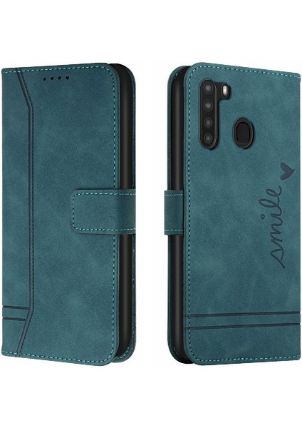 Samsung Galaxy A21 Flip Folio Cüzdan Kart Yuvaları Için Telefon Kılıfı Kapak Pu (Yurt Dışından)