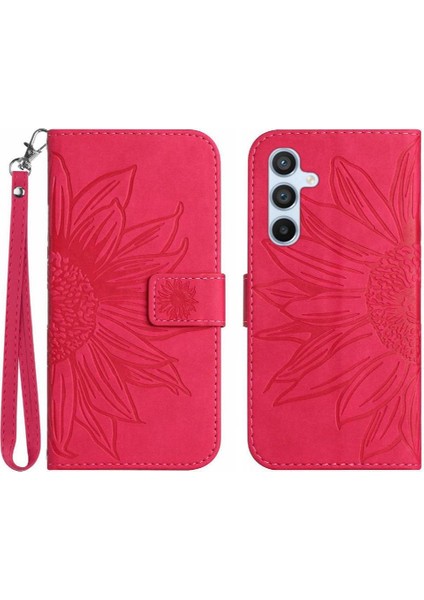 Samsung Galaxy Case 5g Flip Cüzdan Telefon Kılıfı Için Kabartmalı Ayçiçeği (Yurt Dışından)