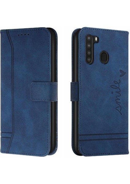 Samsung Galaxy A21 Flip Folio Cüzdan Kart Yuvaları Için Telefon Kılıfı Kapak Pu (Yurt Dışından)