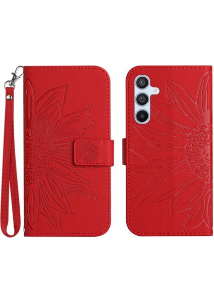 Kart Yuvaları Tutucu Kabartmalı Ayçiçeği ile Samsung Galaxy A54 5g Için Kılıf (Yurt Dışından)